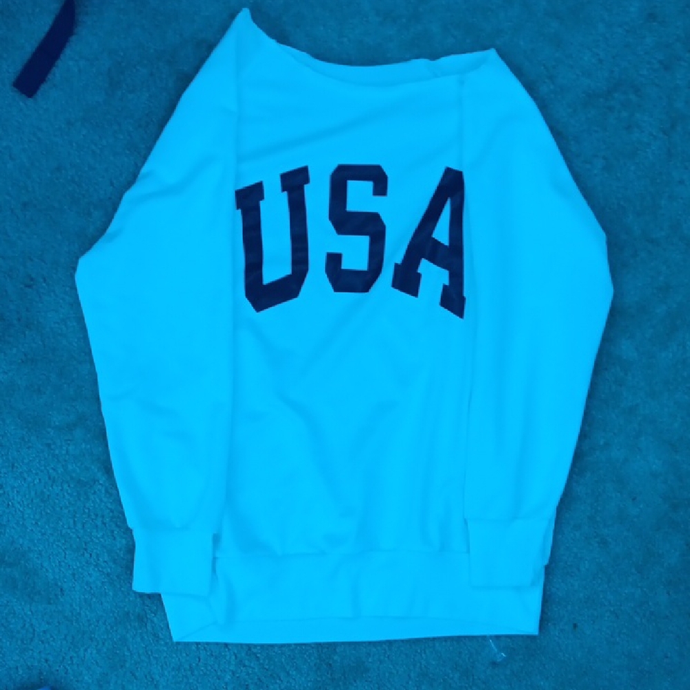 SHEIN White USA Sweatshirt